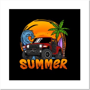 Jeep Wrangler Summer Holiday - Red Posters and Art